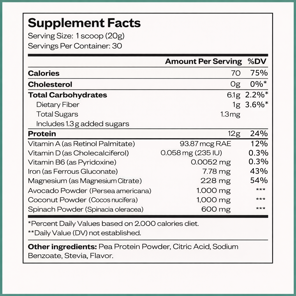 Vegan Protein Powder: Pea Protein + Magnesium Citrate